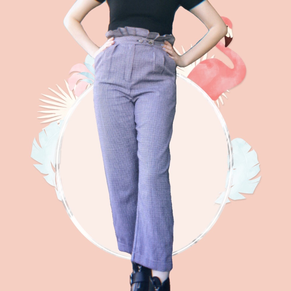 Topshop high waisted ruffle top trousers